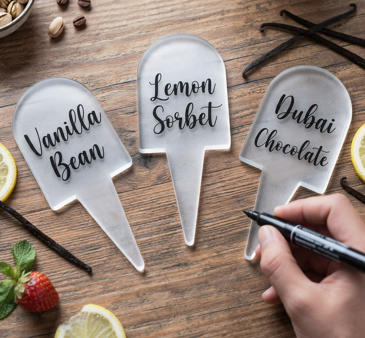 12 pcs Gelato Flavor Markers, Ice Cream Flavor Signs, Flavor Tags, Gelato Stickers, Ice Cream Sticks