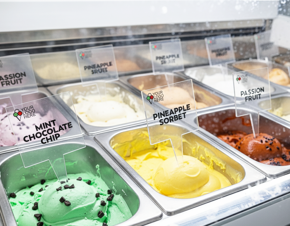 28 pcs Gelato Flavor Markers, Ice Cream Flavor Signs Labels, Tags, Gelato Stickers, Ice Cream Sticks