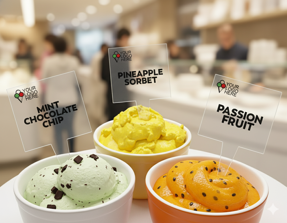 28 pcs Gelato Flavor Markers, Ice Cream Flavor Signs Labels, Tags, Gelato Stickers, Ice Cream Sticks