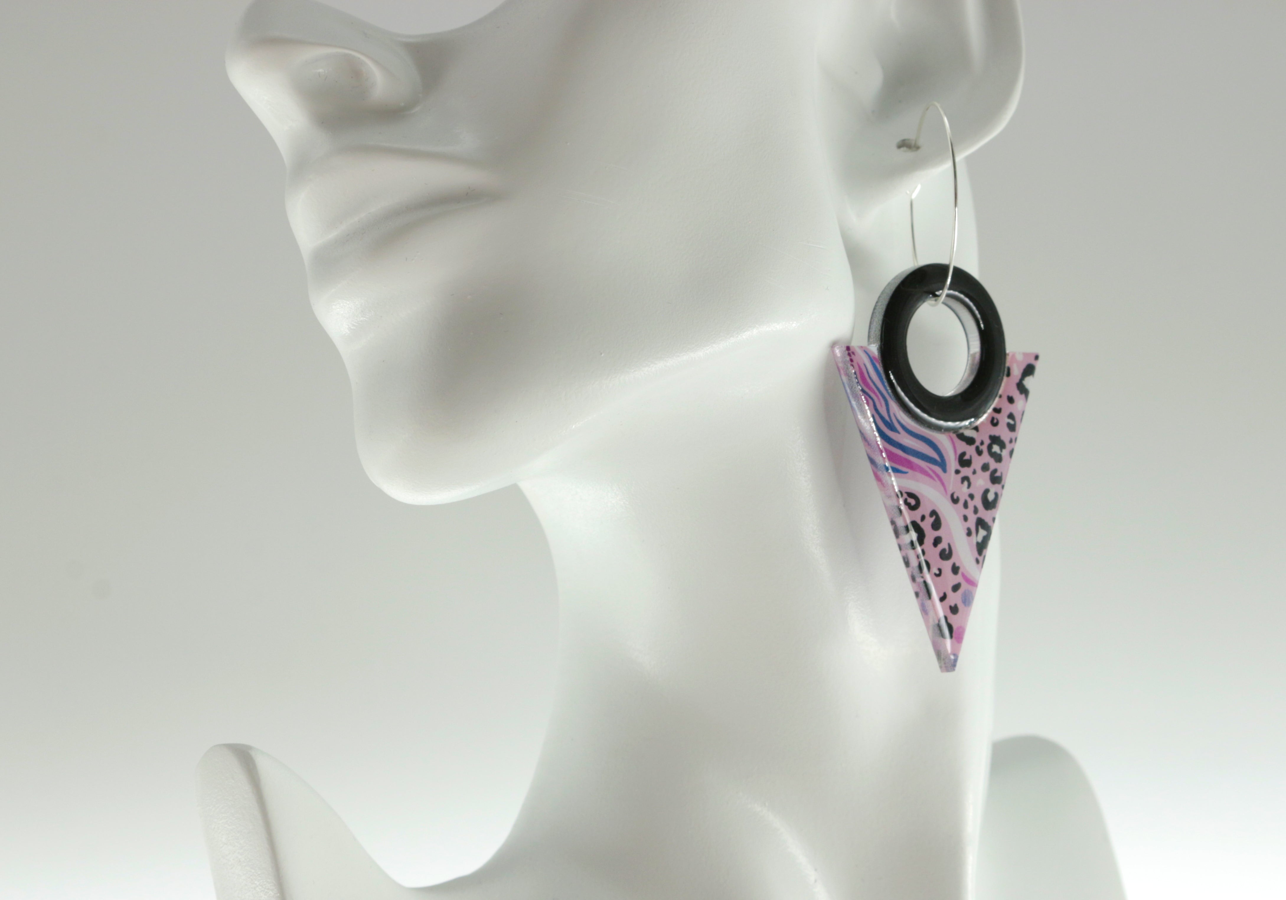 Acrylic Glass Earrings / Animal Print Earrings / Purple and Black Earrings