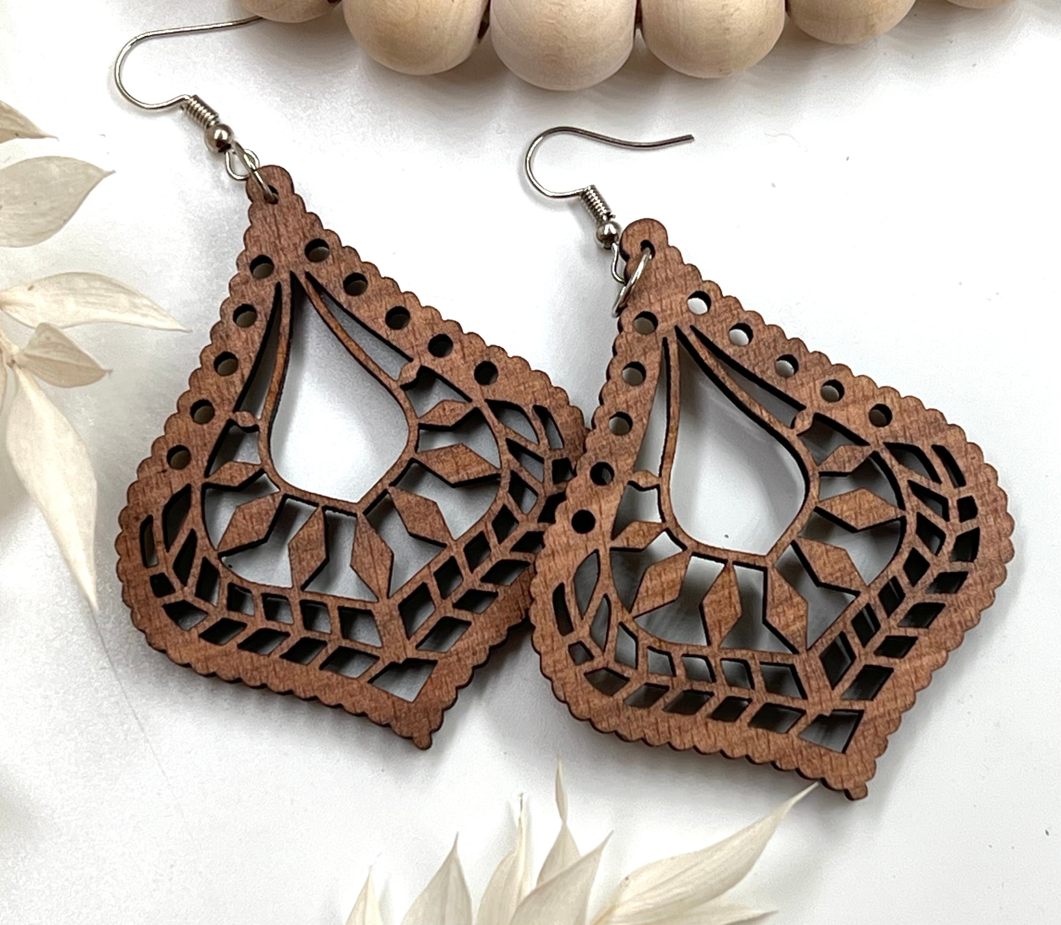 Wooden Earrings / Boho Style Earrings / Wood Earrings