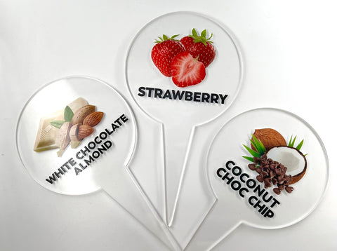 60 pcs Gelato Flavor Markers, Ice Cream Labels, Flavor Tags,Gelato Stickers, Ice Cream Sticks