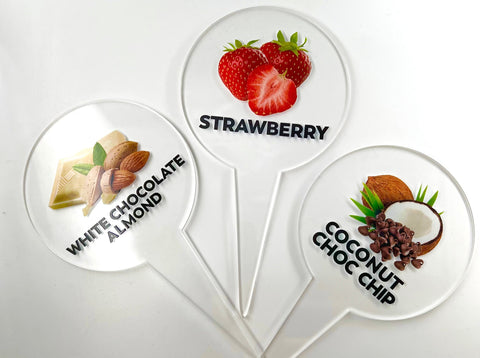 9pcs Gelato Flavor Markers, Ice Cream Labels, Flavor Tags, Gelato Stickers, Ice Cream Sticks