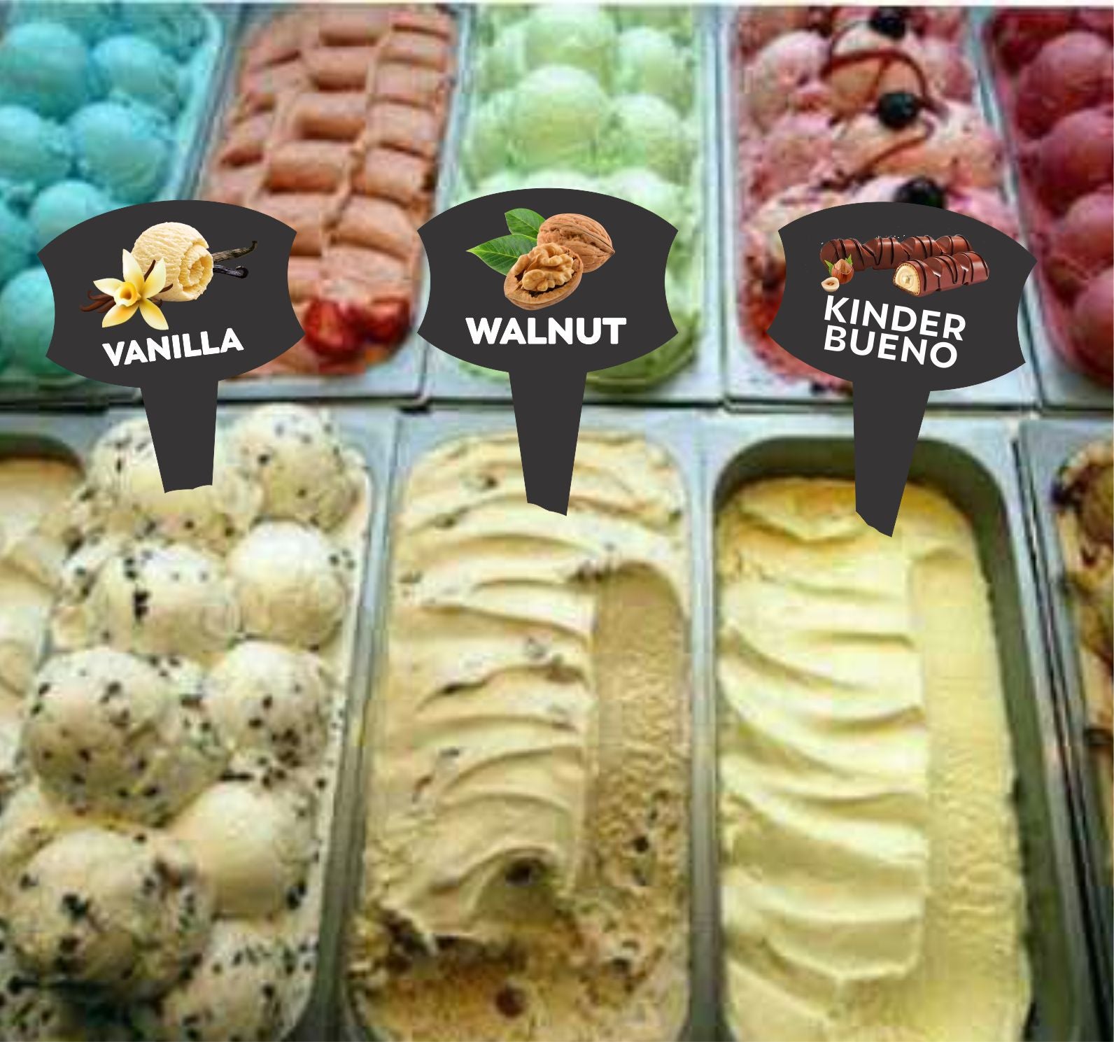 12 pcs Gelato Flavor Markers, Ice Cream Flavor Signs, Flavor Tags, Gelato Stickers, Ice Cream Sticks