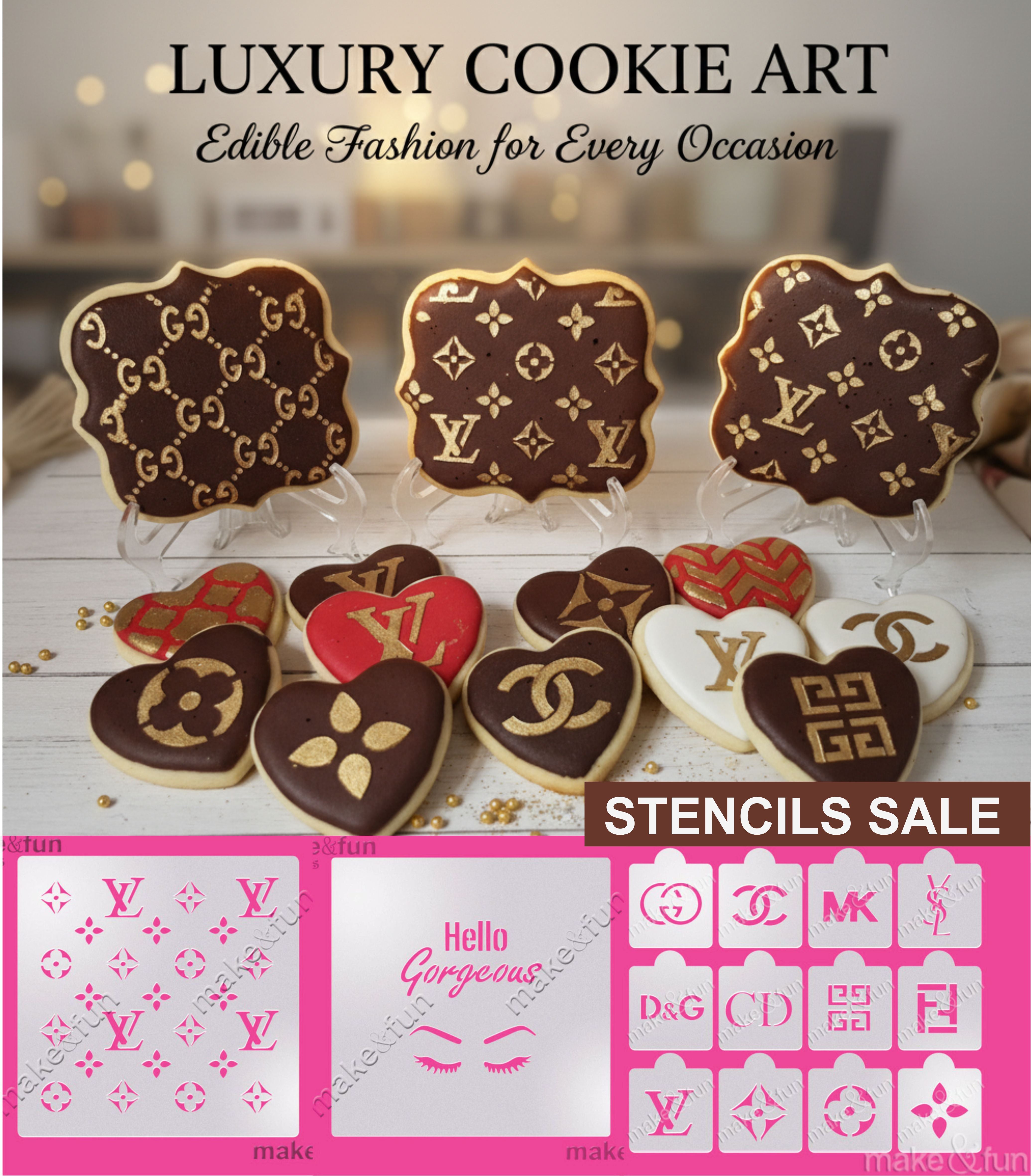 3 pcs Designer Cookie Stencils, Cake stencil, Fashion & Luxury