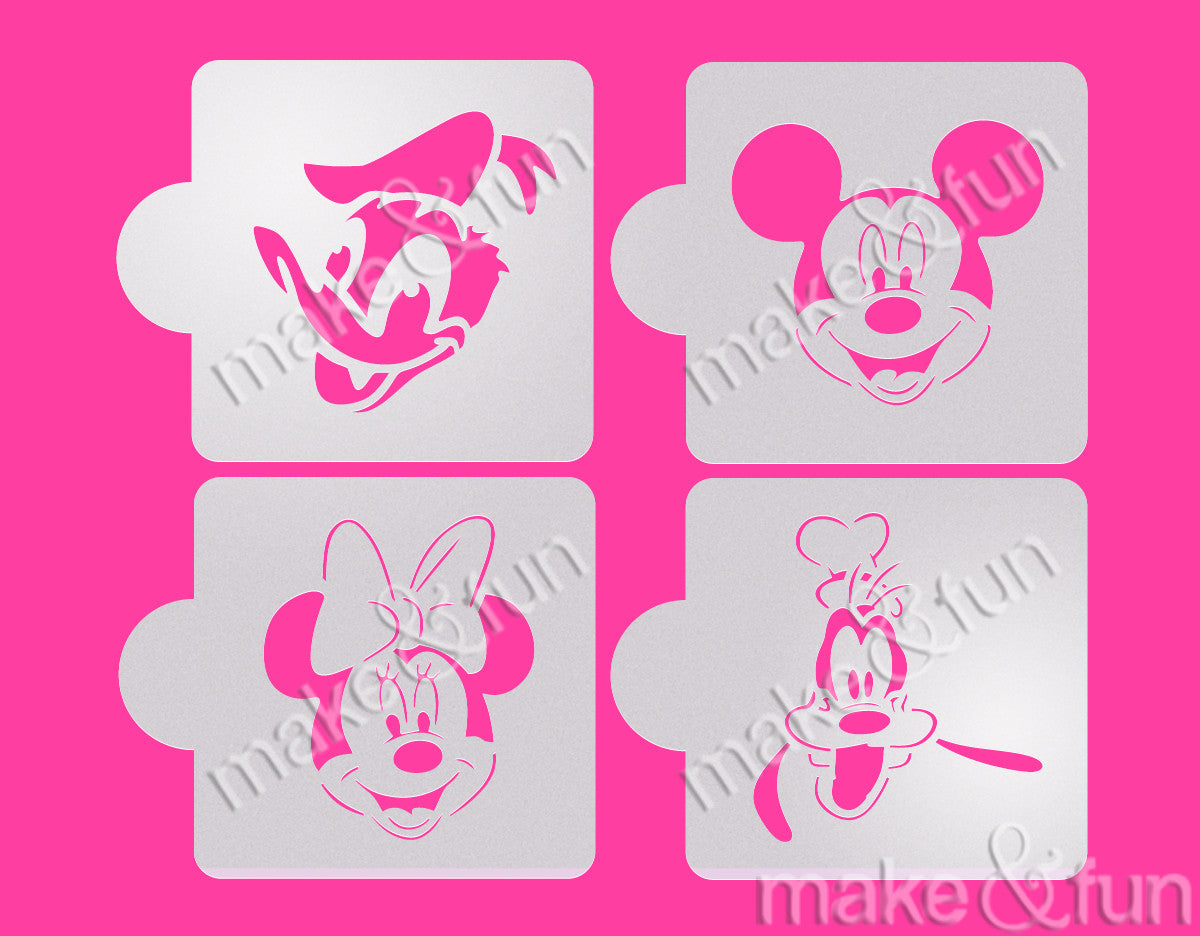 4 pcs Cookie Stencil, Disney Airbrush Stencil|4 Stück  Schablonen, Airbrush und Royal Icing