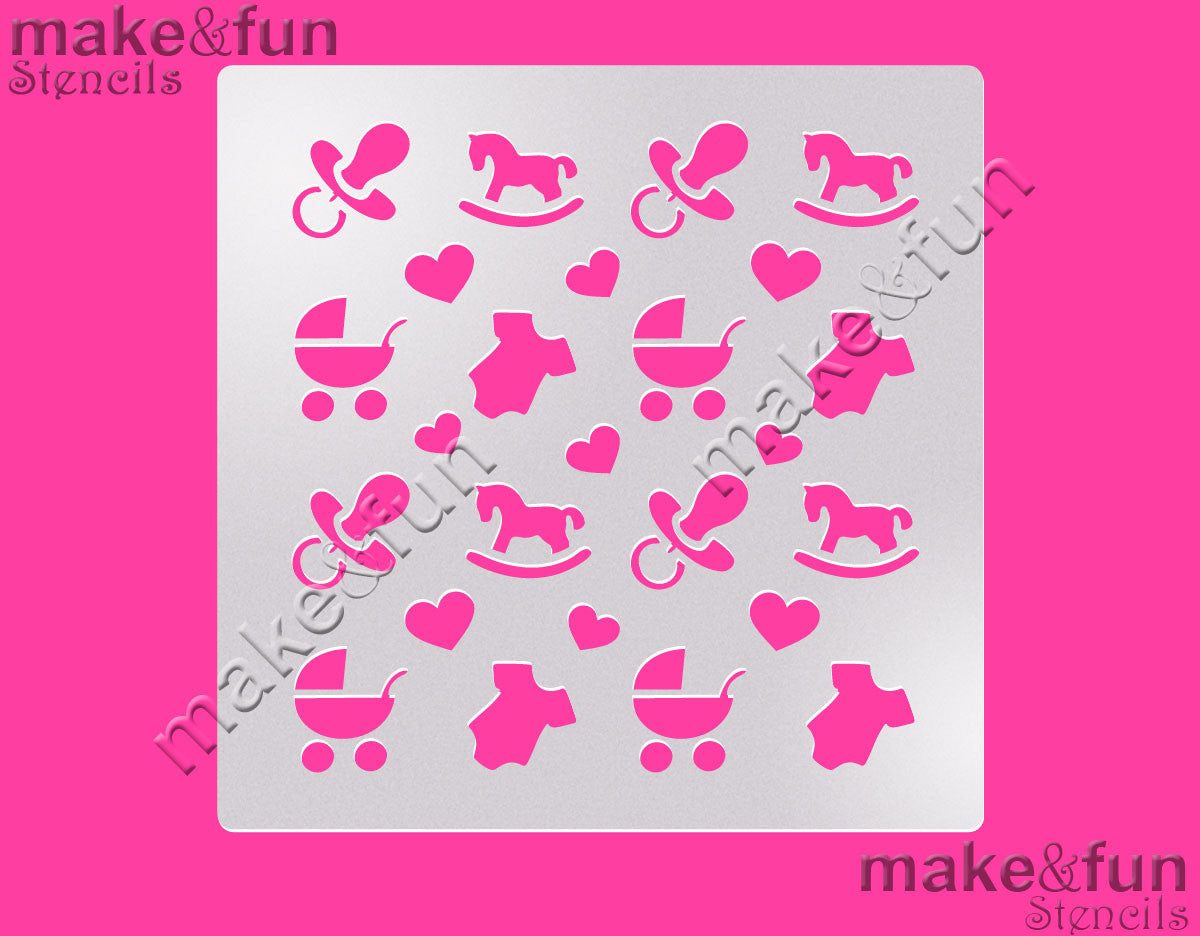 Baby shower Cookie Stencil, Airbrushing, Craft Stencil|Fellmuster Schablonen, Airbrush und Royal Icing