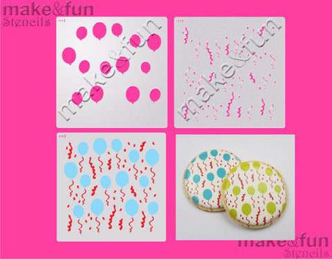 2 Piece Stencil set, Balloons Cookie Stencil Airbrushing |Fellmuster Schablonen, Airbrush und Royal Icing