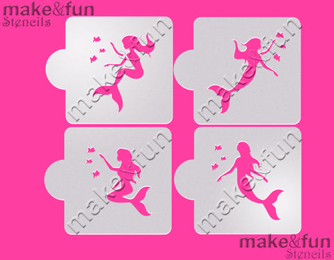 4 pcs Mermaid Stencil, Cookie Stencil, Cake Stencil|4 Stück Weihnachten Schablonen