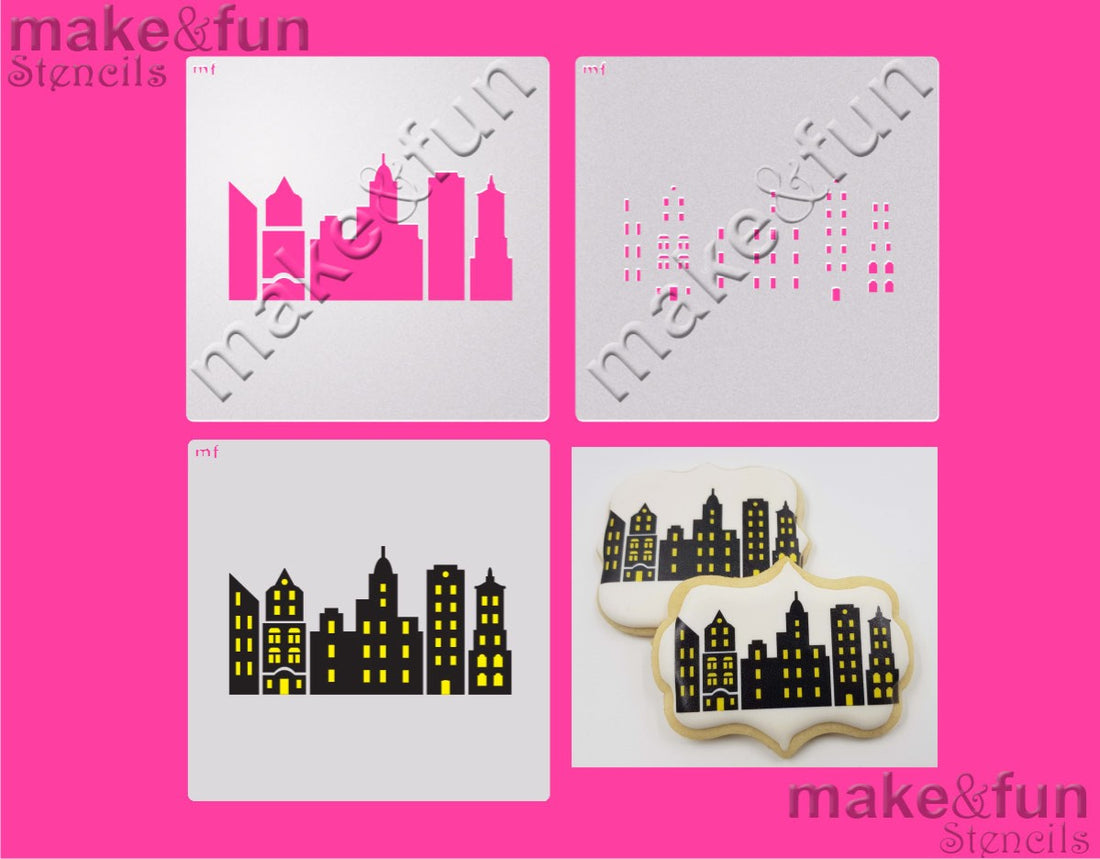 2 Piece Stencil set, City Stencil Airbrushing Stencil