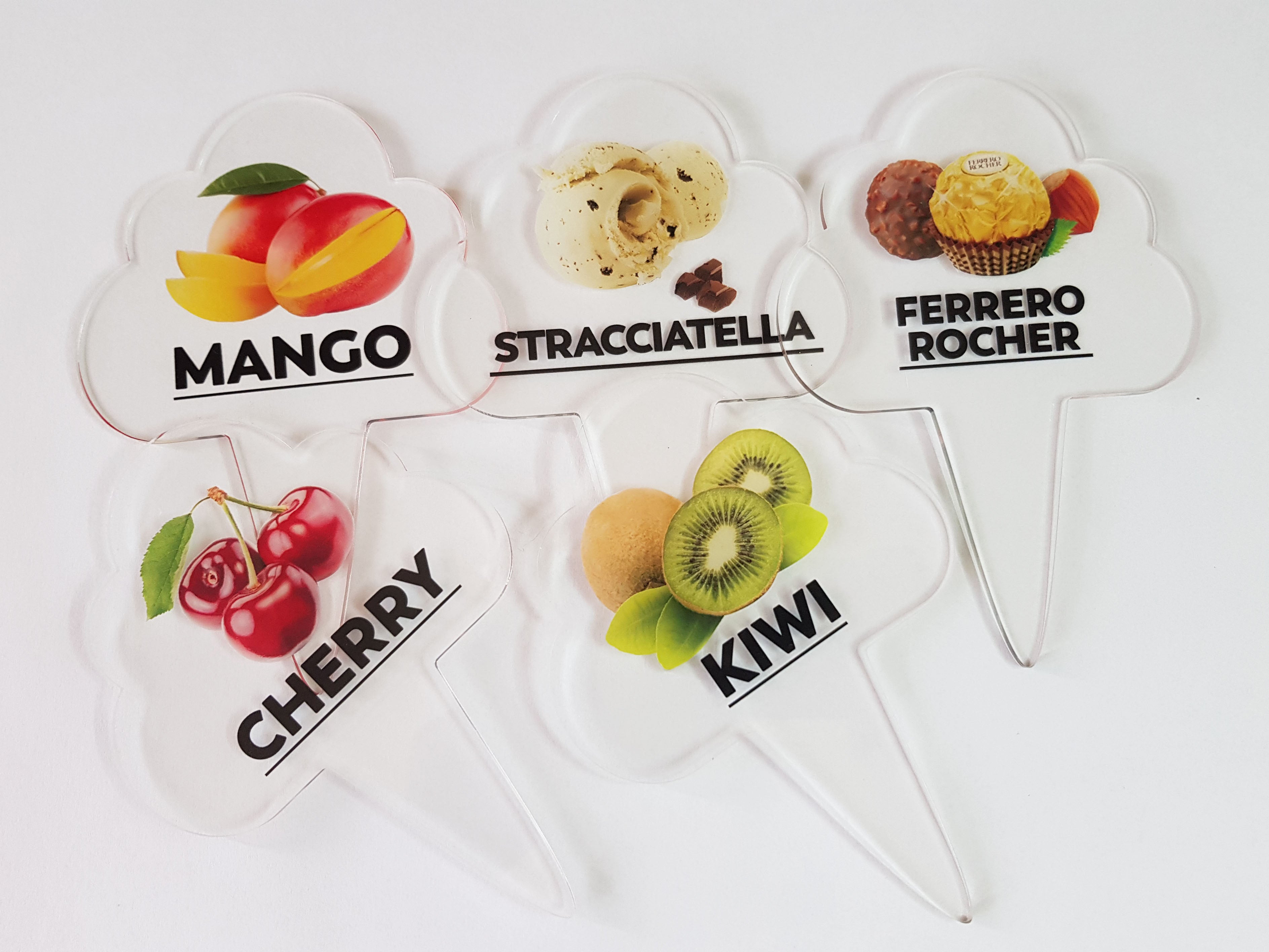 6 pcs Gelato Flavor Markers, Ice Cream Labels, Flavor Tags,Gelato Stickers, Ice Cream Sticks