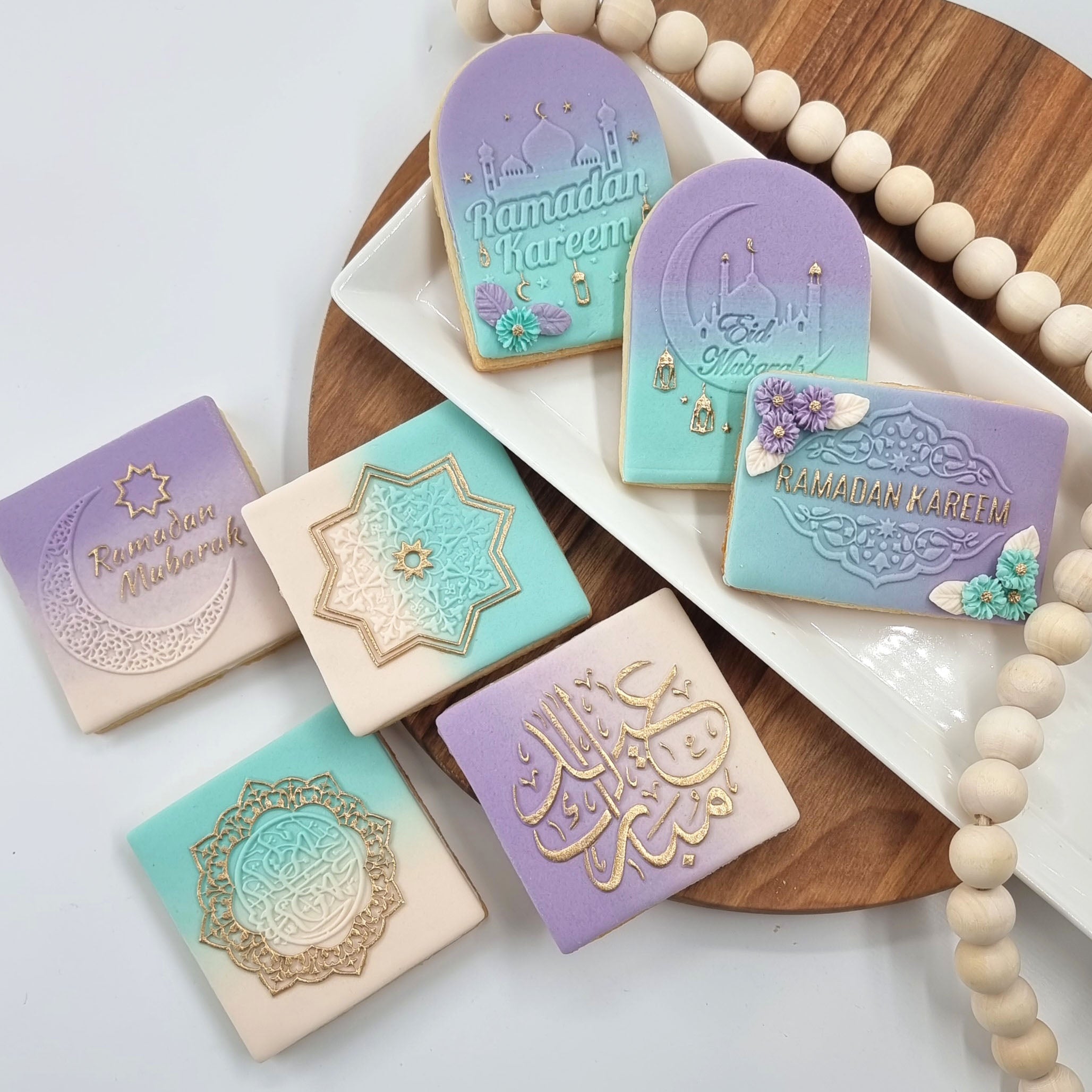Eid Mubarak 6cm Cookie Cutter With Embosser – Moon & Stars Theme – 3D Printed Fondant Icing Tool