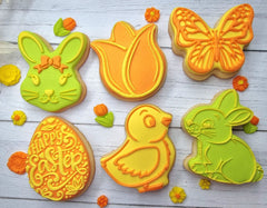 6 pcs Easter Embosser plus Cookie Cutter set|Designer Fondant Embosser Stamp