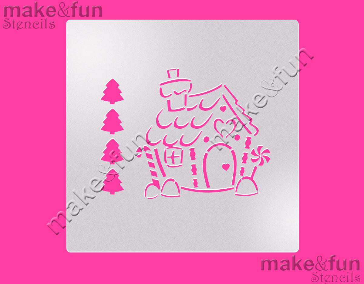 PYO Cookie Stencil, House Christmas Cake Stencil, Royal Icing