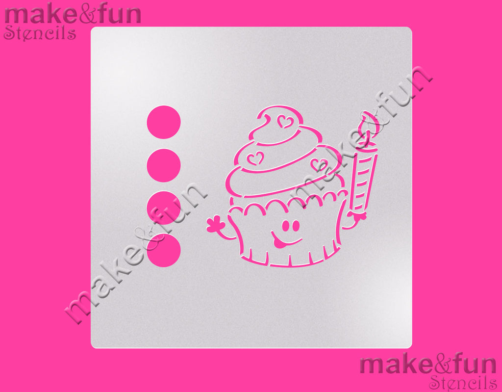 Happy Birthday with Cake DIY Cookie Wall Craft Stencil - 11.5 Inch