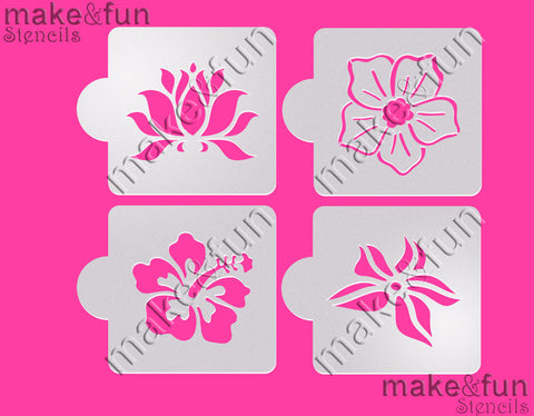 4 pcs Flower Cake Stencil, Cookie Stencil|4 Stück Blume Schablonen, Decoupage Schablonen