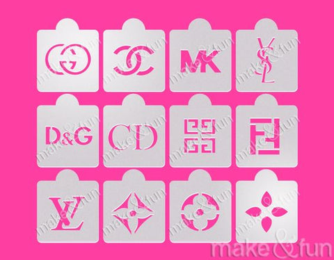 12 pcs Designer stencils, Cake Stencil, Airbrush|12 Stück Designer Mode Schablonen