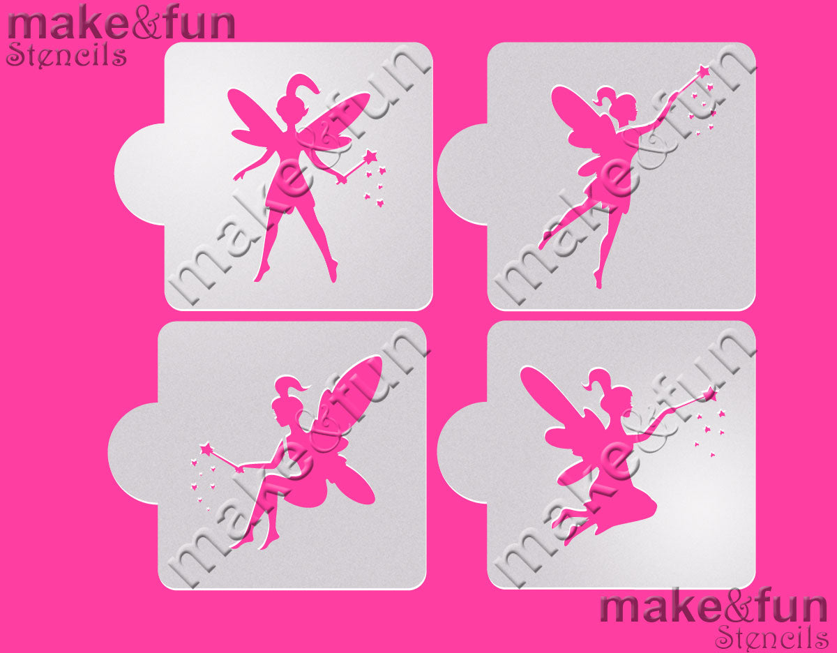 4 pcs Fairy cookie stencils, cupcake stencils|4 Stück Birds Schablonen, Airbrush Schablone