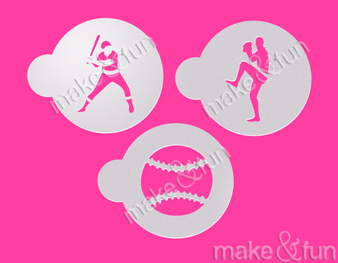 3 pcs Baseball Cookie Stencil, Custom Stencil|3 Stück Fußball Torten Shablonen, Airbrush