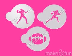 3 pcs  Football Cookie Stencil, Custom Stencil|3 Stück Fußball Torten Shablonen, Airbrush