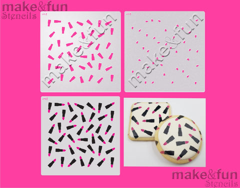 2 Piece Stencil set, Lipstick Cookie Stencil Airbrush|Fellmuster Schablonen, Airbrush und Royal Icing