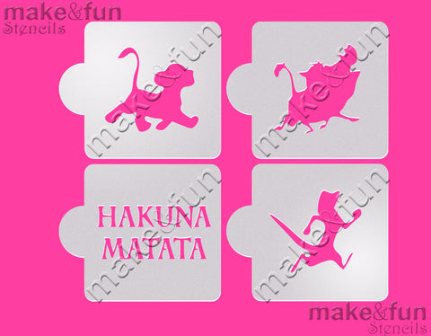 4 pcs  Cookie Stencil, Simba Lion Stencils|4 Stück Schablonen, Airbrush und Royal Icing