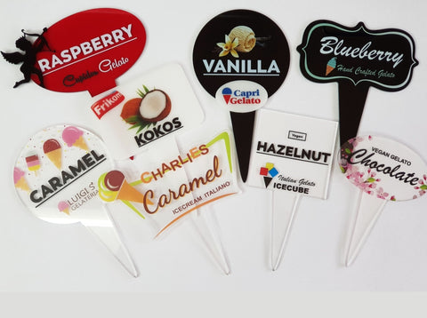 34pcs Custom Gelato Flavor Markers, Ice Cream Signs Labels, Flavor Tags, Gelato Stickers, Ice Cream Sticks