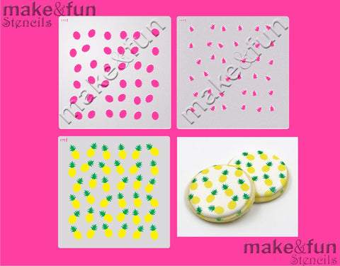2 Piece Stencil set, Pineapple Cookie Stencil|Fellmuster Schablonen, Airbrush und Royal Icing