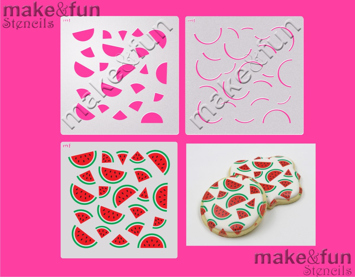 3 Piece Stencil set, watermelon Cookie Stencil|Fellmuster Schablonen, Airbrush und Royal Icing