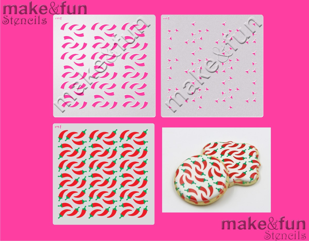 2 Piece Stencil set, Paprika Cookie Stencil Airbrushing and Royal Icing