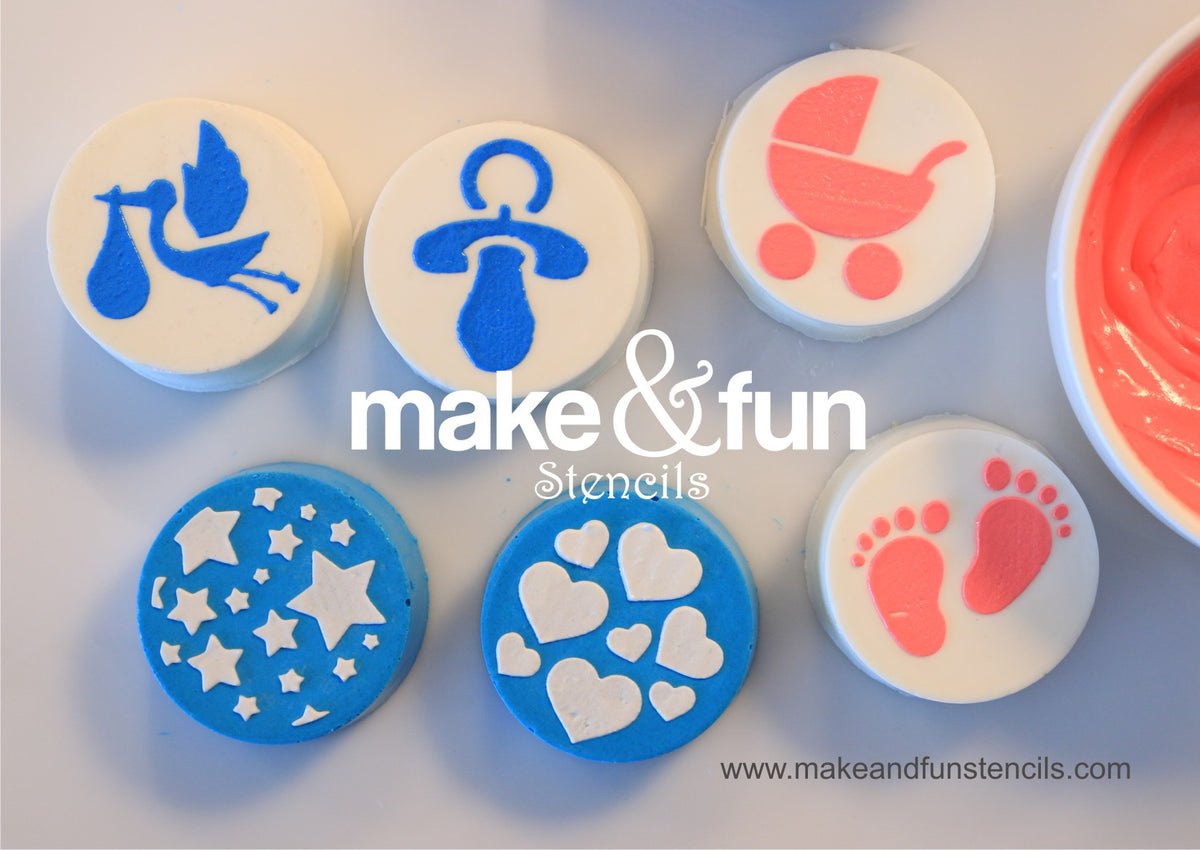 Baby Shower cookie Stencil for chocolate covered Oreos|Kuchen Schablon
