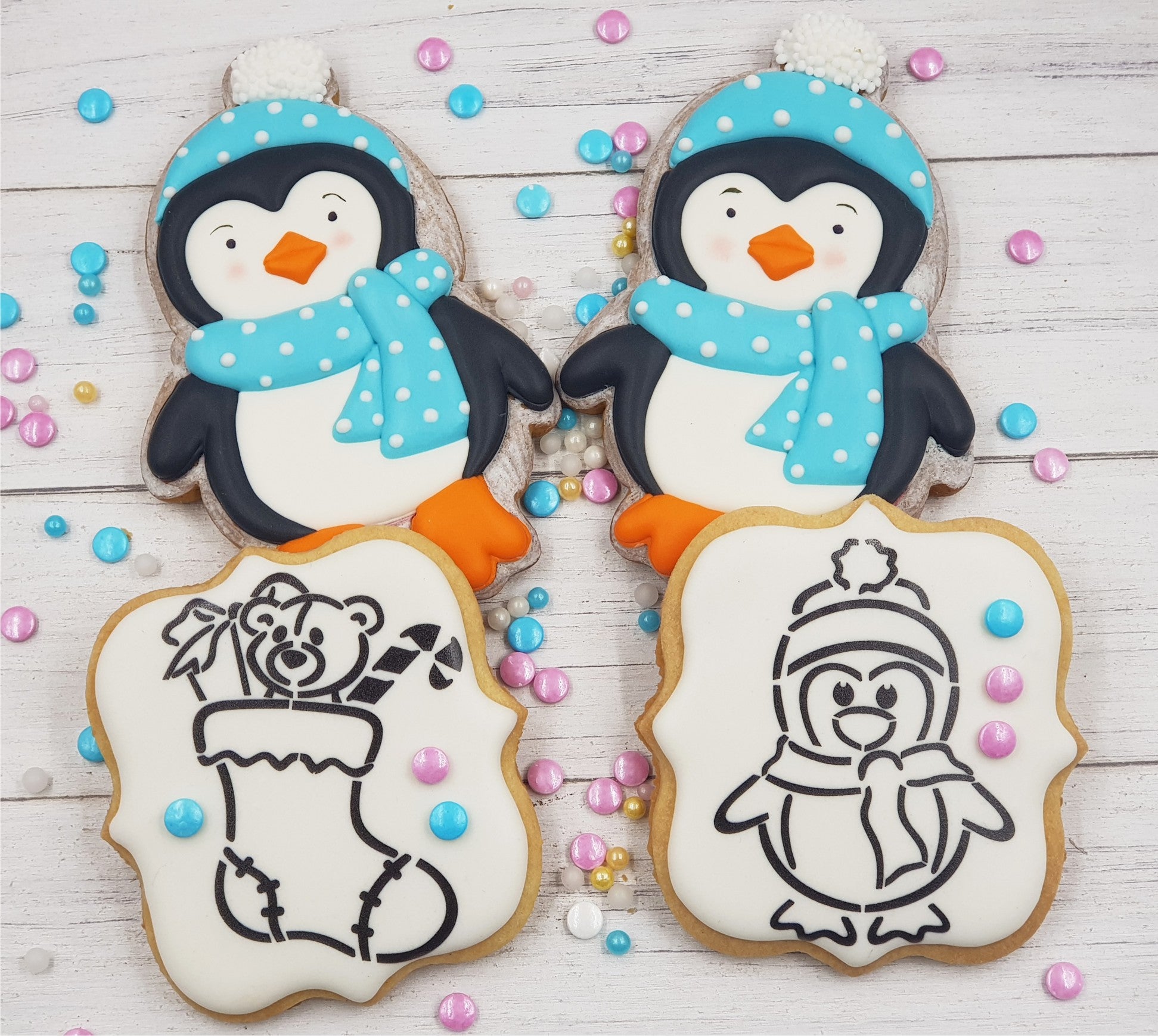 PYO Penguin Cookie Stencil, Christmas Stencil, Royal Icing