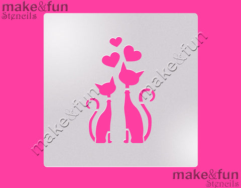 Cat Wedding Cookie Stencil, Airbrushing Stencil|Katze Muster Airbrush Schablonen