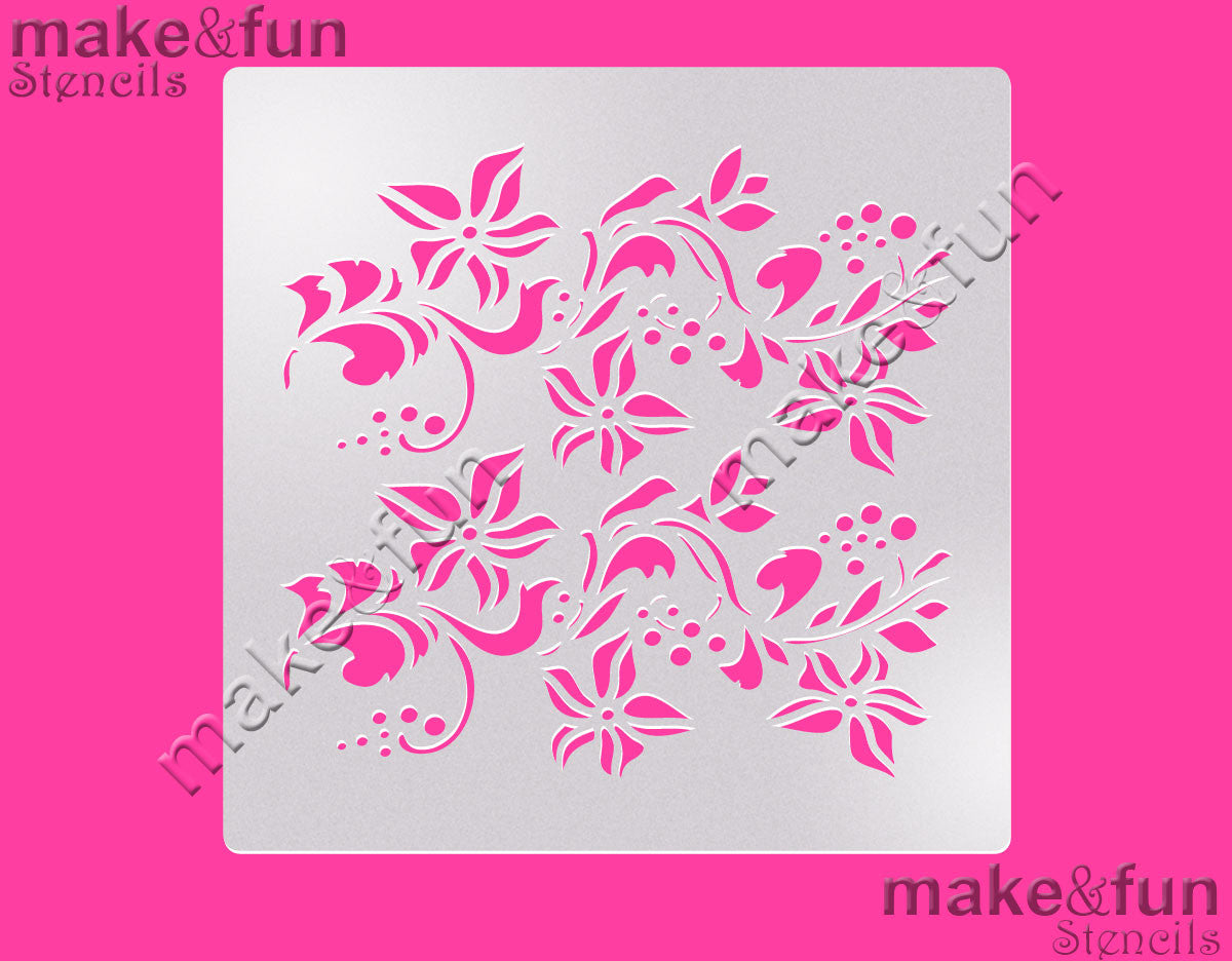 Flowers Pattern Cake Stencil, Airbrushing, DYO|Schablonen, Royal Icing Schablone