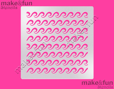 5.5"x5.5" Waves Cake Stencil, Airbrushing Stencil|Fellmuster Schablonen, Airbrush und Royal Icing