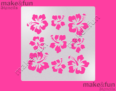 5.5"x5.5" Hibiscus Pattern Cake Stencil, Airbrushing|Fellmuster Schablonen, Royal Icing