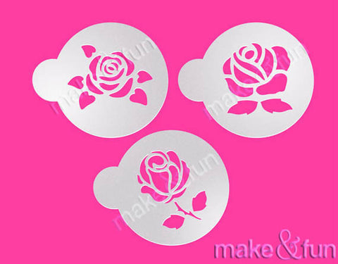 3 pcs Roses Stencil, Cookie Stencil, Custom Stencil|3 Stück Rosen Schablonen, Airbrush und Royal Icing