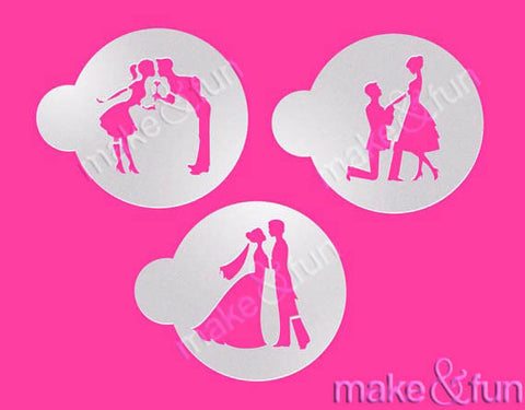 3 pcs Wedding Cake Stencil, Cookie Stencil, Engagement|3 Stück Hochzeit Schablonen, Torten Schablone