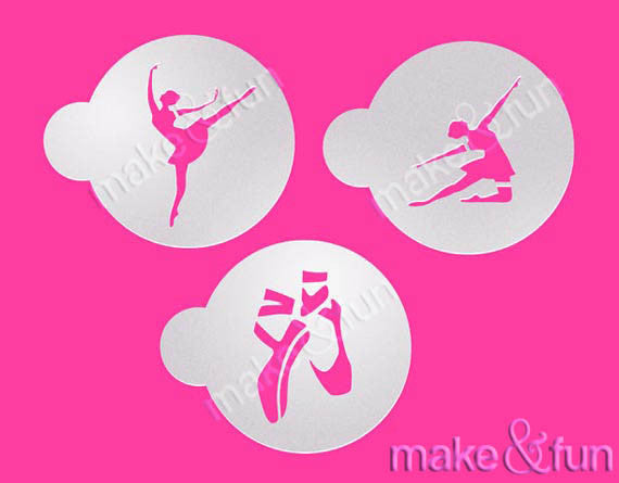 3 pcs Ballerinas Stencil, Cookie Stencil, Cake Stencil, Royal Icing