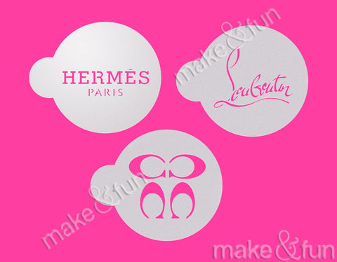 3 pcs Designer Cookie Stencils, Cake stencil|3 Stück Designer Mode Schablonen, Shablone Fashion