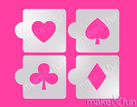 4 pcs Spades Hearts Diamonds Clubs Stencil|4 Stück Schablonen, Airbrush und Royal Icing