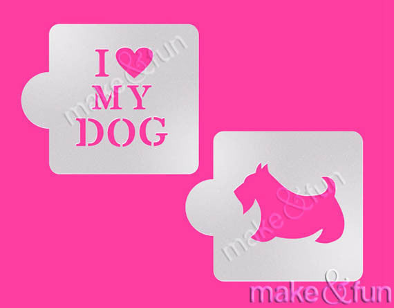 2 pcs Stencil,Dog Cookie Stencil, Cake stencil|2 Stück Hund, Shablonen, Royal Icing und Airbrush