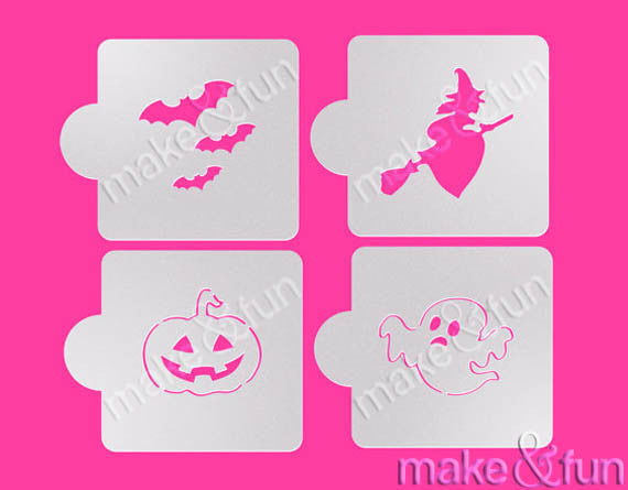 4 pcs Halloween, Cookie Stencil, Cake stencil|4 Stück Halloween Schablonen, Royal Icing