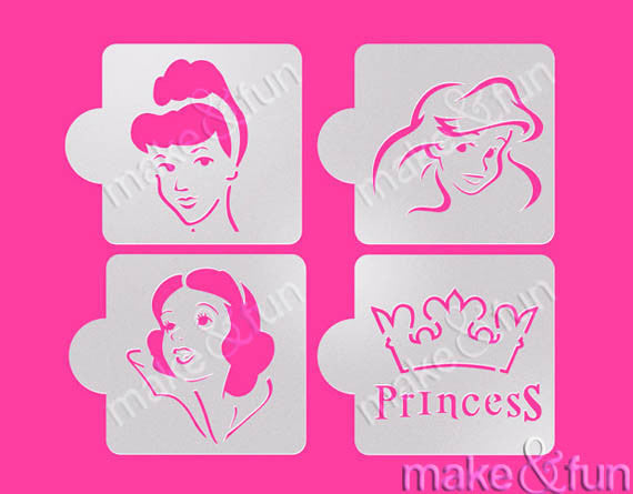 4 pcs Princes Cookie Stencil, Cake Stencil|4 Stück Prinzessin Schablonen, Airbrush
