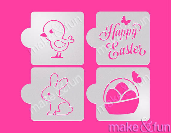 4 pcs Easter Cookie Stencil, Rabbit Stencil|4 Stück Ostern Schablonen, Cupcakes Schablone