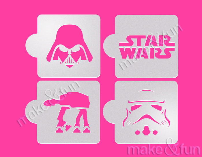 4 pcs Star Wars cookie stencil, cupcake stencils|4 Stück S Wars Schablonen, Airbrush und Royal Icing