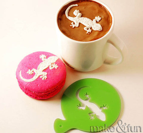 Coffee Stencil, Cookie Stencil, Lizard Stencil|Kaffee Schablone, Keks Schablonen