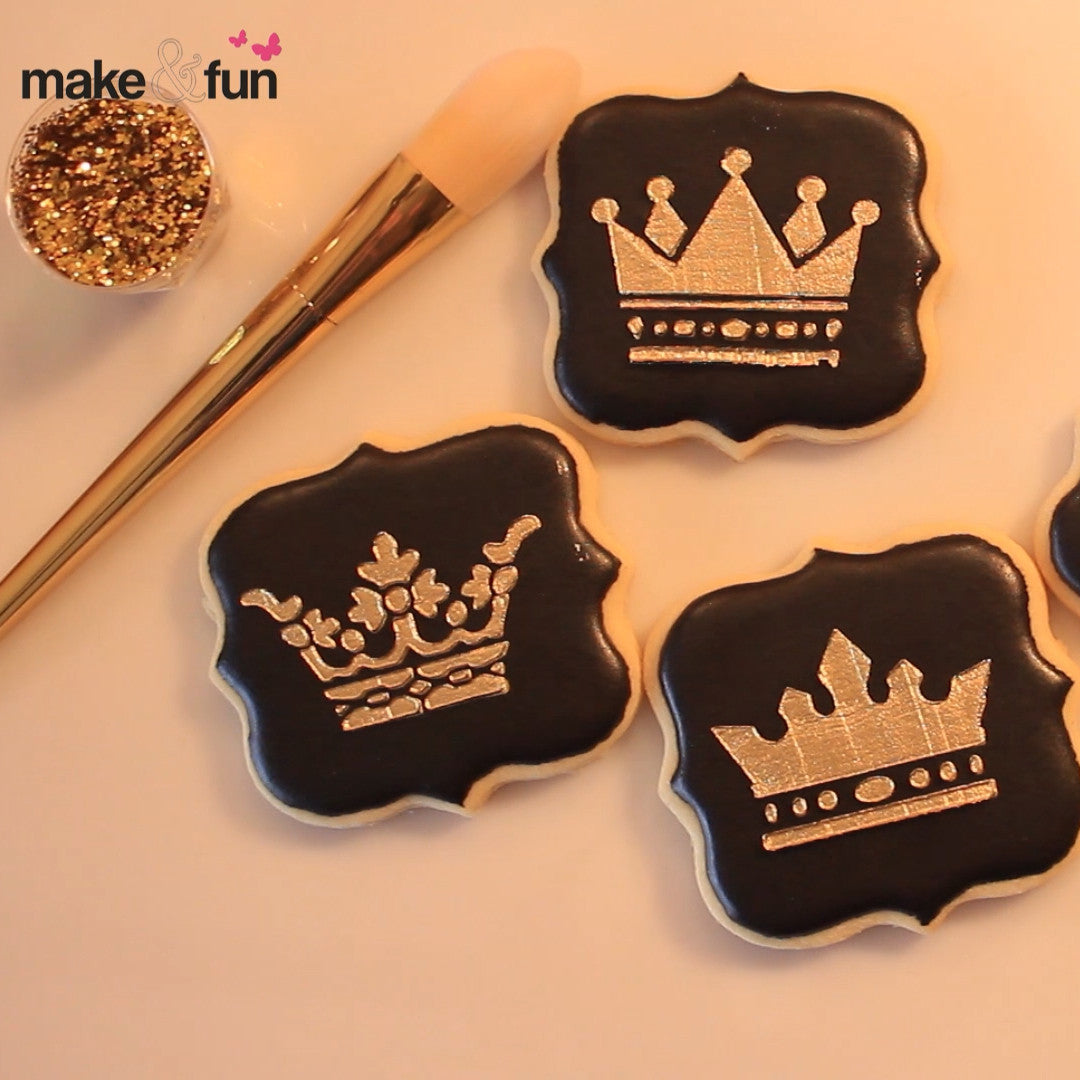 4 pcs Crown Cookie Stencil, Royal Icing|4 Stück Schablonen, Airbrush und Royal Icing